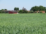 Widok na wieś Kosieczyn w powiecie świebodzińskim z drewnianym kościołem z końca XIV w